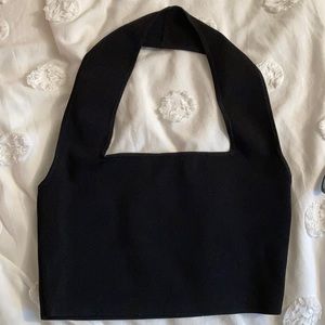 Black halter crop top